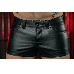 HEARUJOY - Men's Sexy Slim PU Leather Shorts Fitness Sports Punk Style Shorts (without Belt) S-5XL