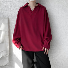 HEARUJOY - White Long Sleeved Shirt Men Oversized Society Mens Black Dress Shirt Korean Loose Casual Shirt Mens Formal Pullover Shirts