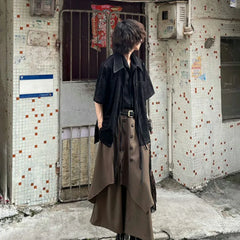 HEARUJOY - Genderless Trendy Skirt Gothic Dark Style Loose Hakama Pants Wide Leg Pants Large Size Design Samurai Pants Men Clothing