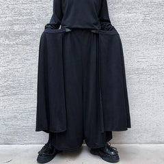 Hearujoy Men's Summer Dark New Classic Personality Fashion Trend Detachable Patchwork Design Super Loose Large Size Pants