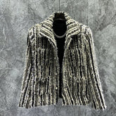 Hearujoy Mens Striped Distressed Tassel Casual Jacket 2024 New Autumn Winter Genderless Fashion French Youth Trend Retro Jacket Unisex
