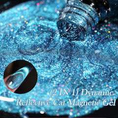 YICKYUE - 7ml Blue Reflective Cat Magnetic Gel Nail Polish Soak Off UV LED Shining Gel Polish Semi Permanent UV Gel For Nail Art