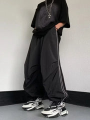Hearujoy Men's Sports Pants Men Baggy Parachute Pants Y2K Oversize Joggers Streetwear Tracksuit Black Wide Leg Trousers Male