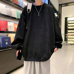 Hearujoy Waffle Plaid Hoodies Side Zipper Sweatshirts Men Streetwear Solid Color Loose Casual Pullover Hoodies Men Autumn New