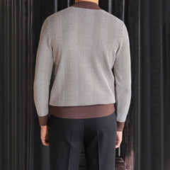 HEARUJOY - Simple Fashionable Contrast Color Luxury Striped Sweater Mens 2025 Spring New Warm Casual Elastic Retro Bottoming Wear Sweater