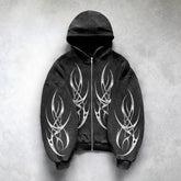 Hearujoy Punk Retro Gothic Graphic Print Hip Hop Hoodie for Men Y2k Grunge Casual Loose Pullover Women Streetwear Sweatshirt Hoodies