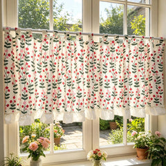 YICKYUE - American Pastoral Style Curtain Minimalist Dustproof Kitchen Door Curtains Cafe Living Room Window Kitchen Half Home Decoration
