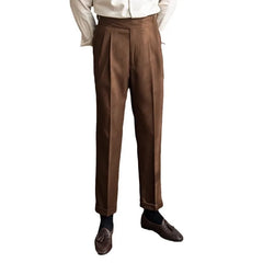 HEARUJOY - British Style Naples Suit Pants For Men Smart Casual High Waist Straight Trousers Spring Autumn Fashion England Pant Adjustable
