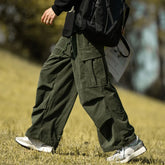 HEARUJOY - Vintage Heavyweight Corduroy Pants Men Spring Autumn Multi pocket Cargo Pant Japanese Style Fashion Wide Leg Straight Trousers