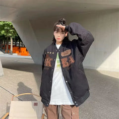 HEARUJOY - Fashion Japanese Mens Baseball Jacket Letter Embroidery Color Blocking College Unisex Coats Spring Trend Harajuku Outwear