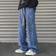 HEARUJOY - Creative Tie-Dye Casual Pants Men's American High Street Trend Straight Leg Stylish Sportswear