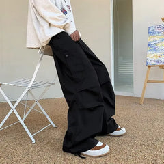 Hearujoy Green Cargo Pants Men Japanese Oversize Wide Leg Trousers Male Black Loose Casual Streetwear Hip Hop Safari Style