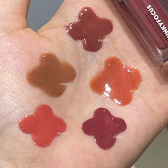 YICKYUE - 5 Colors Glass Water Gloss Mirror Lip Gloss Long Lasting Natural Waterproof Non Stick Cup Moisturizing Lip Gloss Lipstick Makeup