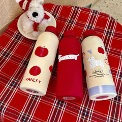 YICKYUE - New Cute Dogs Small Mouth Vacuum Bottles Red Matte Dogs Stainless Steel Insulation Cups New Year Christmas Gift Cups Wholesale