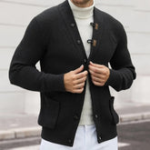HEARUJOY - Vintage Button-up V Neck Sweater Cardigan Mens Autumn Casual Solid Color Slim Sweatercoats Men Fashion Long Sleeve Knit Jackets