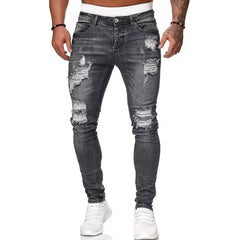 HEARUJOY - Mens Jeans Casual Skinny Pants Stretch Denim Trousers Male Slim Fit Straight Pants Fashion Jeans Soild Pencil Pants Man Clothing