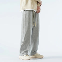 HEARUJOY - New Men's Casual Pants Wide Leg Straight 65% Cotton Fabric Outdoor Sweatpants Neutral High-quality Soft Long Baggy Trousers