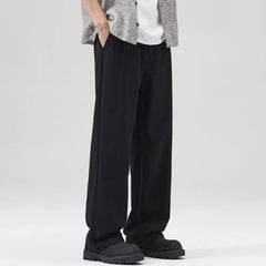 HEARUJOY - New Fashion Men's Suit Pants Summer Single Pleated Casual Wide Leg Draped Full Length Trousers Thin Male Bottoms
