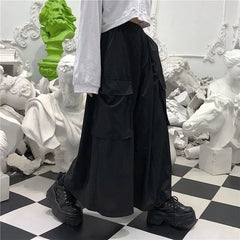 HEARUJOY - XS-5XL Gothic Culottes Dark Workwear Big Pocket Samurai Pants Hakama Genderless Streetwear Wide-Leg Pant Men'S Clothing 2025 New