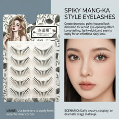 YICKYUE - 5pairs Korean Style False Eyelashes Lightweight C Curl Natural Fiber Fake Eyelashes Manga Idols Girls Group Eyelash Extensions