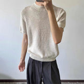 HEARUJOY - Summer New Men's Knitted Short-sleeved T-shirt American Fashion Trend Casual Simple Loose Breathable Unisex Men's Tops