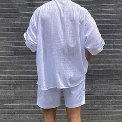 Hearujoy Mens Casual Cotton Linen See-Through Thin Long-Sleeve Shirts Genderless 2024 New Youth Simple Solid Color Comfort Shirts Unisex