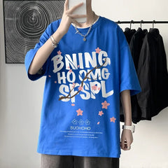 HEARUJOY - Men's CottonT-shirt Letters Mens Summer T Shirts White Fashion 5XL Oversized Tee Shirts Casual Tshirt for Man