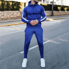YICKYUE - Men'S Casual Sports Suit Patchwork Color Block Sweatshirt Trendy Fashion Sports Two Piece Men Ensemble Homme