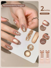 YICKYUE - 2Pc 10Ml Sparkling Light Broken Drill Gel Nail Polish Used For Soak Off UV Light For Gel Nails DIY Nail Salon LED Gel Varnish