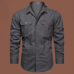 HEARUJOY - Long Sleeve Men's Shirt Spring American Trend Vintage Press Free Workwear Loose Versatile Handsome New Style Casual Shirt
