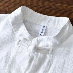 HEARUJOY - Comfy Fashion Leisure Men T-shirts Kung Fu Long Sleeve Plus Size Shirts Traditional Breathable Buckle Button Up