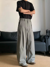 HEARUJOY - American Sle Casual Pants Men's Loose Floor-Length Trousers Simple Silhouette Pleated Commute Long Pants ay High-End