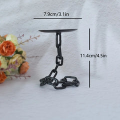 YICKYUE - 3pcs Iron Chain Candle Holders Sets Rustic Farmhouse Round Candle Holders with Iron Link Tabletop Candle Holders for Home Decor