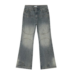 Hearujoy Men Summer New Jeans Flare Pants Reverse Pocket Design Fashion High Street Personality Menwear American Bottoms 9C5983