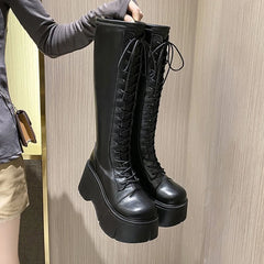 Hearujoy Mid Calf Boots Women Winter Boots Woman Ankle Boots Soft Lace-up Ladies Chelsea Zipper Botas Mujer Platform Heel Ladies Shoes