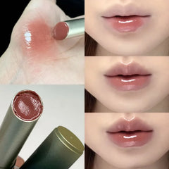 YICKYUE - Mirror Water Gloss Lip Glaze Brown Plumping Jelly Lip Gloss Long-lasting Non Stick Cup Lip Makeup Cosmetics