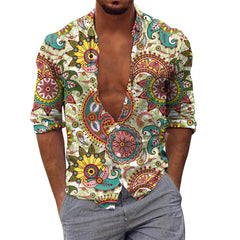 HEARUJOY - Classic Fit Men'S Slim Fit Shirt Men Long Sleeve Winter Casual Printed Shirts Fashion Top Blouse Shirts Roupas Masculinas