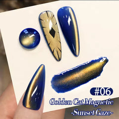YICKYUE - 10ML 1PCS Gold Light Blue Cat Eye Gel Nail Polish New Glass Bead Whitening Nail Art Autumn Nails Nail Supplies