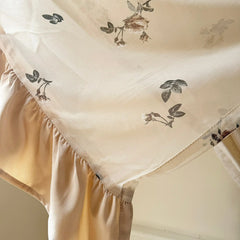 YICKYUE - Romantic Style Roses Pattern Ruffle Curtain Enclosure Kitchen Door Curtains Cafe Living Room Window Kitchen Curtain Decoration