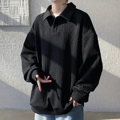 HEARUJOY - Spring Lapel Hoodie Men Fashion Casual Pullover Sweatshirt Men Streetwear Korean Loose Casual Hoodie Men Oversized Hoody M-3XL