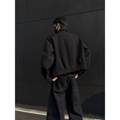 HEARUJOY - Spring Short Jacket Men Fashion Casual Black Jacket Men Streetwear Korean Loose Bomber Jacket Mens Motorcycle Jackets Coat M-3XL