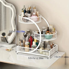 YICKYUE - 1pc Lightweight Varnished Metal Makeup Storage Rack - No - Installation, Ideal For Vanity Countertop, For Lipstick & Skincare