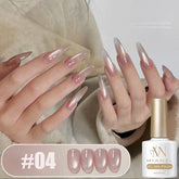 YICKYUE - Spring Sparkling Nude Pink Cat Eye Gel Polish Golden Shimmer Glass Bead Effect Special for Lovers Cat Eye Nail Art