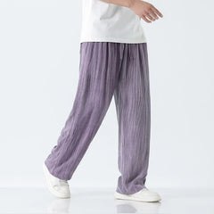 HEARUJOY - Mem Cotton Linen Pants Mens Summer Casual Straight Leg Wide Leg Pants Men Breathable Women Loose Trousers