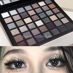 YICKYUE - Smoked Eye Shadow Plate Pearlescent Shimmer Eyeshadow Matte Glitter Pigment Waterproof Long Lasting Eye Makeup 42 Colors