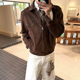 HEARUJOY - Autumn New Men's Solid Color Short Flight Jacket American Retro Fashion Trend Street Hip Hop Loose Casual Niche Men's Tops
