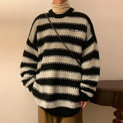 HEARUJOY - Striped Men's Trendy High-end Knitted Sweater Coat