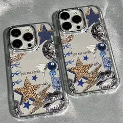 YICKYUE - Star Lips Leopard Print Phone Case for OPPO Reno5 Reno6 Reno8 Reno11 Reno12 Reno13 Reno14 Z T F Pro 4G 5G Transparent Soft Cover