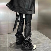 Hearujoy Streetwear Black Wax Leather Strecth Jeans for Men Ropa Hombre Baggy Y2k Flare Pants Oversized Straight Denim Trousers