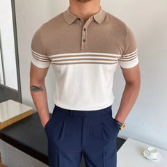 HEARUJOY - Summer Cotton Men Polo Shirt Business Casual Turn-down Collar Button-up Tees Fashion Flocking Tshirts Top Lce Silk Fabric Blouse